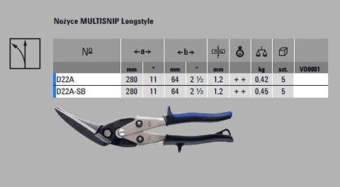 ERDI BESSEY Nożyce MULTISNIP Longstyle D22A