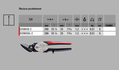 ERDI BESSEY Nożyce przelotowe D29BSSL-2