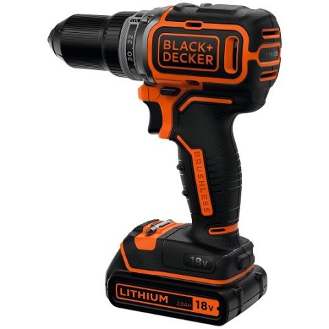 Akumulatorowa wiertarko-wkrętarka 18V, Black+Decker [BL186K1B2-QW] 2x2,0Ah
