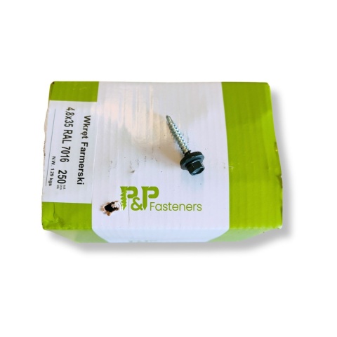 Wkręt farmerski 4,8 × 35 RAL 7016 (opak. 250 szt.) – P&P Fasteners