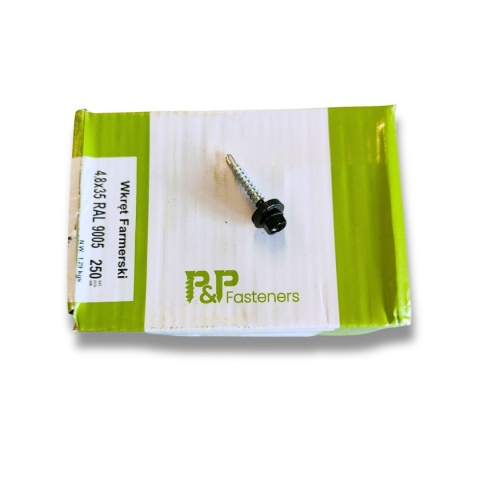 Wkręt farmerski 4,8×35 mm RAL 9005 (czarny) – P&P Fasteners – opakowanie 250 sztuk