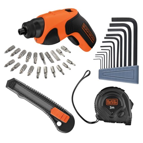 Wkrętak akumulatorowy 1/4" + 34szt akcesoriów, 3.6V, 1.5Ah, Black+Decker [CS3651LCA35-QW]
