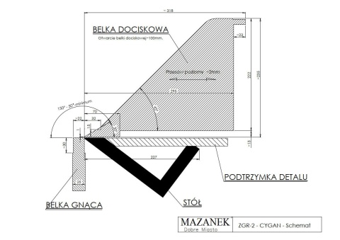 Zaginarka ręczna do blach ZGR 2500/2 MAZANEK