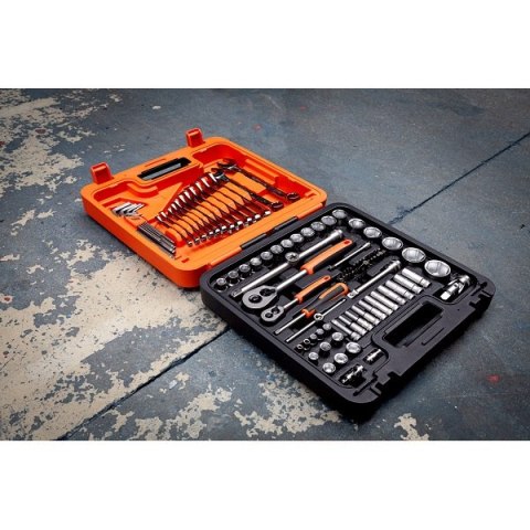 Zestaw 98 szt. kluczy nasadowych i akcesoriów 1/4" i 1/2", klucze imbusowe i płasko-oczkowe, BAHCO [S98MC1H]