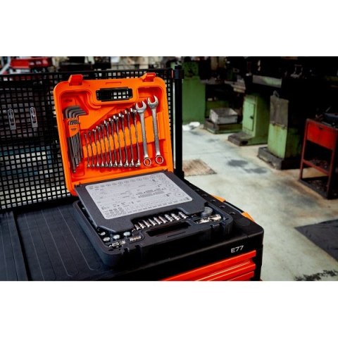 Zestaw 98 szt. kluczy nasadowych i akcesoriów 1/4" i 1/2", klucze imbusowe i płasko-oczkowe, BAHCO [S98MC1H]