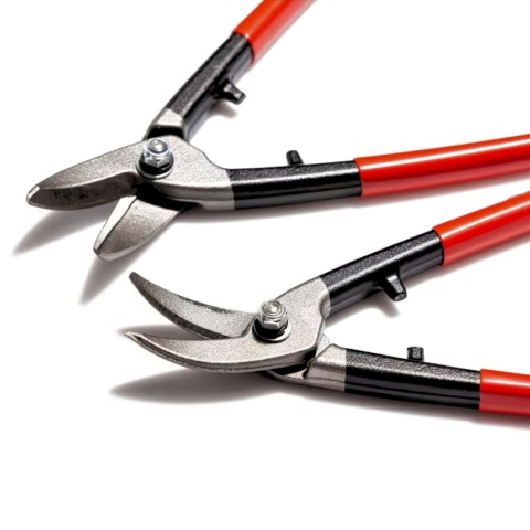 Zestaw nożyce otworowe Stubai 267703 + 267704 – lewe i prawe, rękojeści PCV czerwone