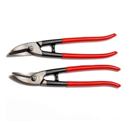 Zestaw nożyce otworowe Stubai 267703 + 267704 – lewe i prawe, rękojeści PCV czerwone