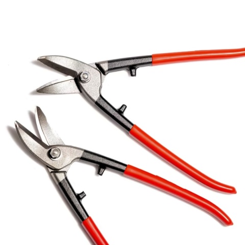 Zestaw nożyce otworowe Stubai 267703 + 267704 – lewe i prawe, rękojeści PCV czerwone
