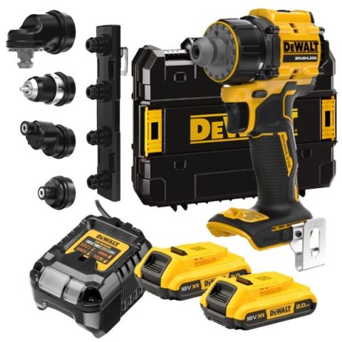 Akumulatorowa wiertarko-wkrętarka z 4 wymiennymi głowicami, 18V XR, 73Nm, DeWALT [DCD803D2T-QW] 2x2,0Ah