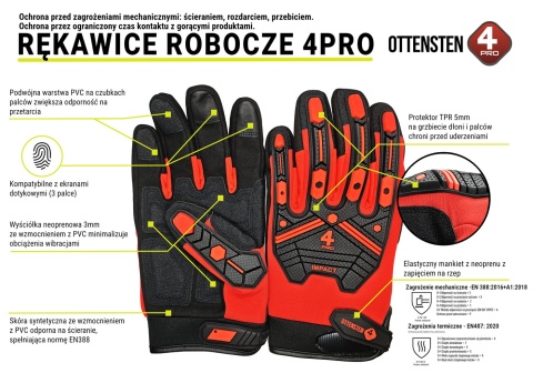 Rękawice robocze ochronne 4PRO IMPACT