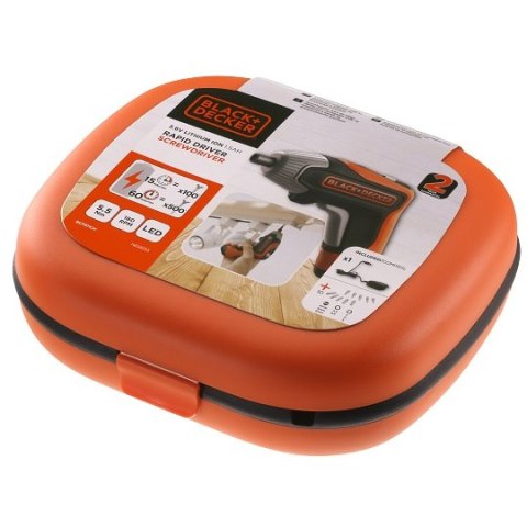 Wkrętak akumulatorowy 3,6V z 10 końcówkami 1/4", Black+Decker [BCF611CK-QW] 1,5Ah