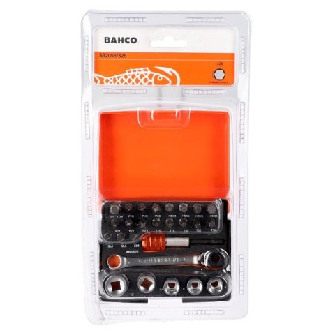 Zestaw 26szt. końcówek i nasadek 1/4" z grzechotką i adapterem magnetycznym, Bahco [SB2058/S26]