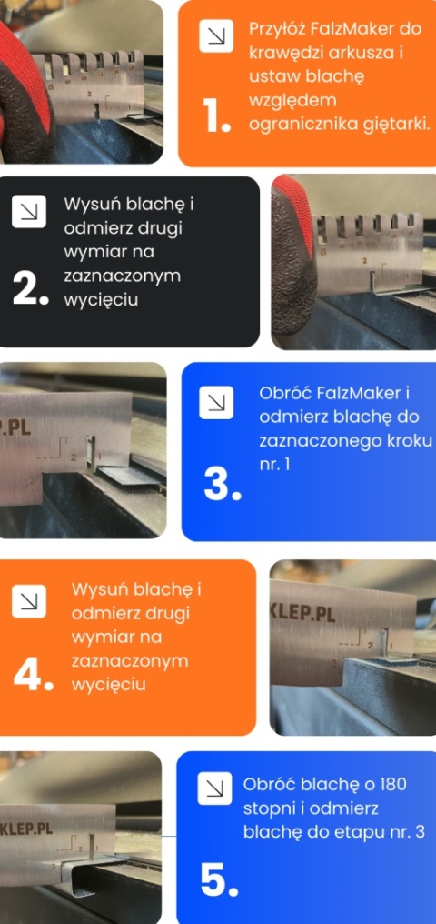 FalzMaker 1szt. — przymiar do rąbka stojącego z rysikiem traserskim 5–10 mm (stal nierdzewna) | Tiger Tools