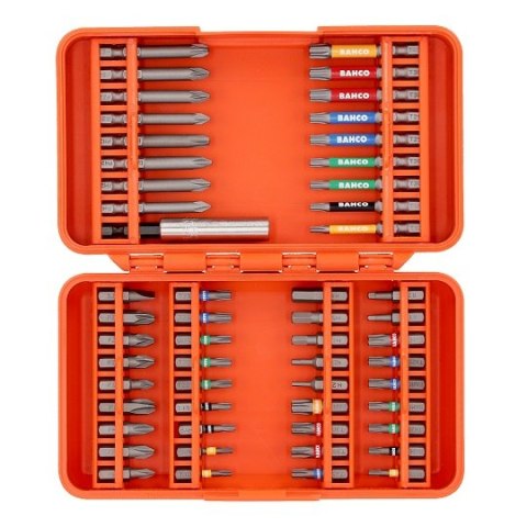 Zestaw 54 szt. końcówek 1/4" do śrub płaskich, PH, PZ, TORX, TORX z otworem, HEX, Robertson, BAHCO [59S/54C-1]