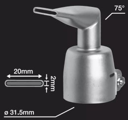 Leister Dysza szczelinowa 20 mm, łamana 90°, (wlot Ø32 mm) - 107.124