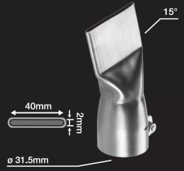 Leister Dysza szczelinowa 40 mm, wygięta 15°, (wlot Ø32 mm) - 107.132