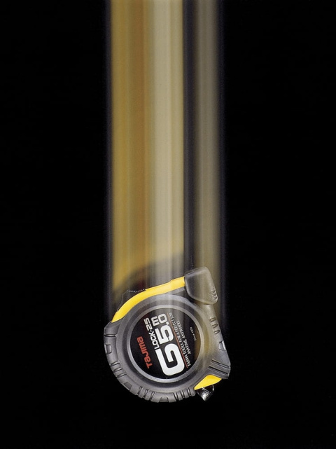 GL25-80EB TAJIMA Miara zwijana stalowa dwustronna biała/żółta z blokadą Tajima "G-LOCK" 8m