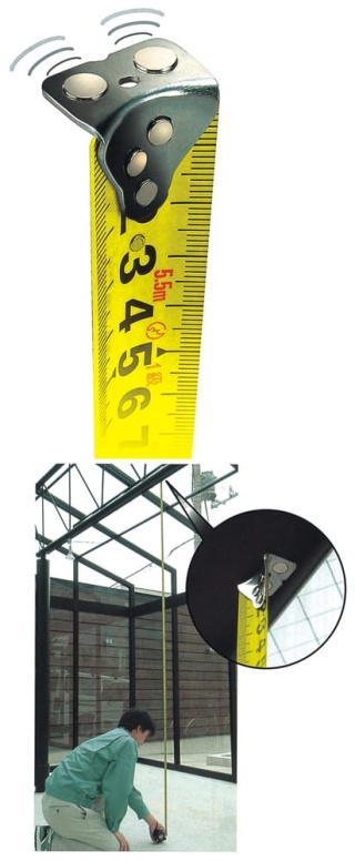 GLM25-50EB-EUR TAJIMA Miara zwijana stalowa dwustronna biała/żółta z blokadą i magnesem "MAGNET-G" 5m
