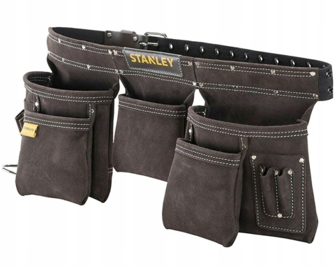 STANLEY skórzany pas monterski dekarski narzędziowy z kieszeniami + kabura na wkrętarkę