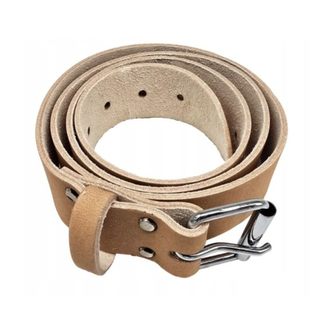 Skórzany Pasek Męski Brązowy Roboczy z Metalową Klamrą Jouanel