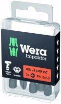 5 szt. końcówek udarowych Impaktor 1/4" do śrub z gniazdem Phillips, rozmiar PH2/50mm, Wera [05057656001]