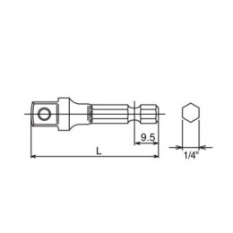 Adapter do nasadek, udarowy z sześciokąta 1/4'' na kwadrat 1/4'', 50mm, KOKEN [110-50B]