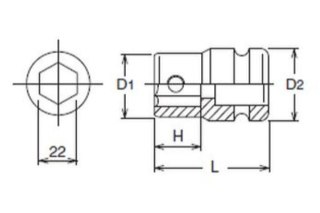 Adapter udarowy 1" do końcówek 22mm, Koken [18107]