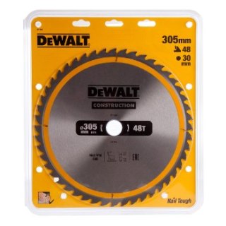 Piła tarczowa do cięcia drewna 305/30mm, grubość cięcia 3,0mm, 48 zębów, CONSTRUCTION DeWALT [DT1959-QZ]
