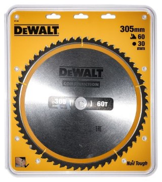 Piła tarczowa do cięcia drewna 305/30mm, grubość cięcia 3,0mm, 60 zębów, Construction DeWALT [DT1960-QZ]