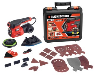 Szlifierka wielofunkcyjna, mimośrodowa i oscylacyjna, 4w1, 220W, Black+Decker [KA280K-QS]