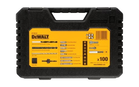 Zestaw 100 szt. wierteł, otwornic, bitów, nasadek 1/4' DeWALT [DT71563-QZ]