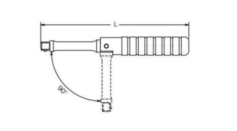 Pokrętło łamane 90º, kwadrat 1/4", 160mm, Koken [2769H]