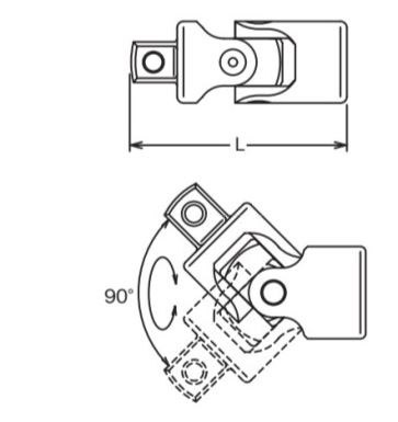 Przegub kątowy (Cardana) z mocowaniem 3/4", do ręcznych kluczy nasadowych, Koken [6770]