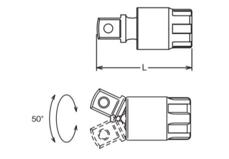Przegub kątowy z mocowaniem 1/2", do ręcznych kluczy nasadowych, Koken [4771]