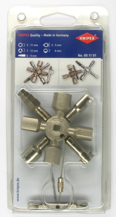 Klucz uniwersalny do szaf, tablic rozdzielczych, skrzynek i systemów odcinających TwinKey KNIPEX [00 11 01]