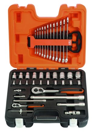 Zestaw nasadek 1/4" i 1/2'' i kluczy płasko-oczkowych BAHCO [S410]