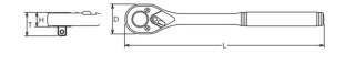 Grzechotka ręczna 1/2", 24 zęby, 380mm, KOKEN [4749J-380]