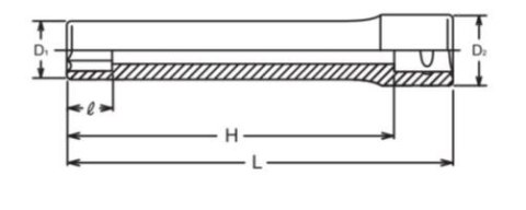 Nasadka ręczna sześciokątna wydłużona 1/2", do śrub, M10/120mm, Koken [4300M-120 10]