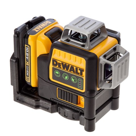 Akumulatorowy, samopoziomujący laser 3-wiązkowy 360° z wiązką zieloną do 30m, Li-Ion 10,8V Li-Ion 2,0Ah DeWALT [DCE089D1G-QW]