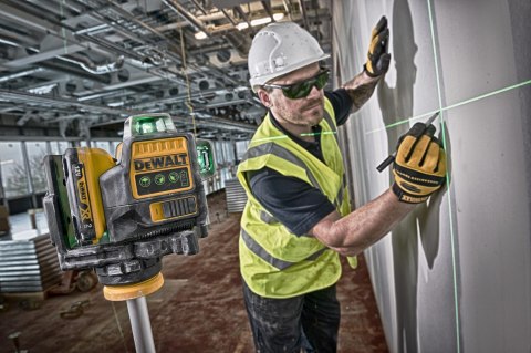 Akumulatorowy, samopoziomujący laser 3-wiązkowy 360° z wiązką zieloną do 30m, Li-Ion 10,8V Li-Ion 2,0Ah DeWALT [DCE089D1G-QW]