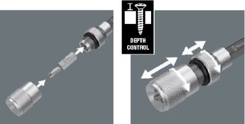 Komplet końcówek PH2 1/4" z adapterem z regulacją głębokości wkręcania, Bit-Check 10 Drywall 1 Wera [05136011001]