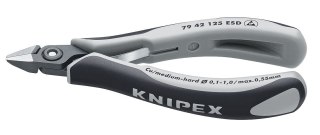 Szczypce antystatyczne, boczne tnące dla elektroników 125mm, główka zwężana, Knipex [79 42 125 Z ESD]