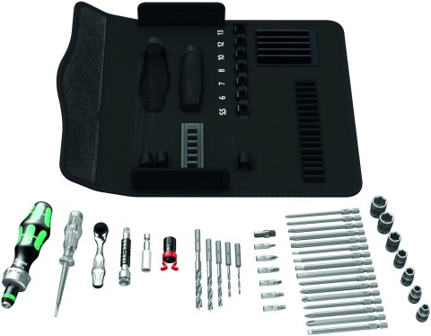 Zestaw narzędzi 1/4" bitów, nasadek i wierteł z próbnikiem napięcia Kraftform Kompakt H 1 do drewna Wera [05135939001]