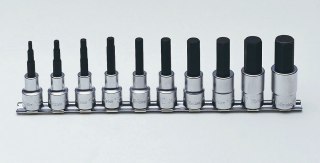 Zestaw nasadek z końcówką imbusową 4-19mm, na listwie 10szt. Koken [RS4010M/10-L75]