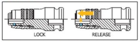 Adapter udarowy z blokadą, kwadrat 1/2" na sześciokąt 1/4'', KOKEN [14142-D6.3]