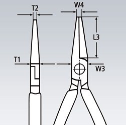 Szczypce półokrągłe wydłużone 160mm, rękojeść wielokomponentowa, Knipex [29 25 160]