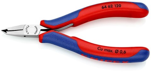 Szczypce tnące czołowe, kątowe dla elektroników 120mm Knipex [64 62 120]