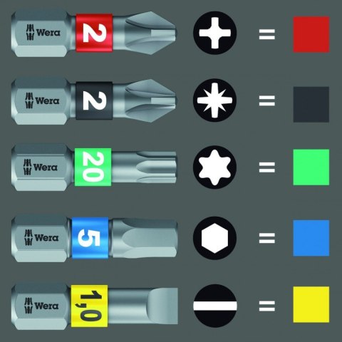 Zestaw 52szt. bitów z wkrętakiem 1/4" i kluczami imbusowymi, Kraftform Kompakt 100 2go WERA [05057460001]