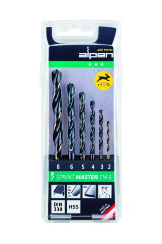 Zestaw 6szt. wierteł HSS do metalu, Sprint Master Alpen TM-6 [0000811122100]