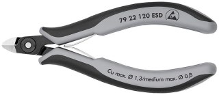 Precyzyjne, antystatyczne szczypce tnące boczne 120mm, główka miniaturowa, Knipex [79 22 120 ESD]